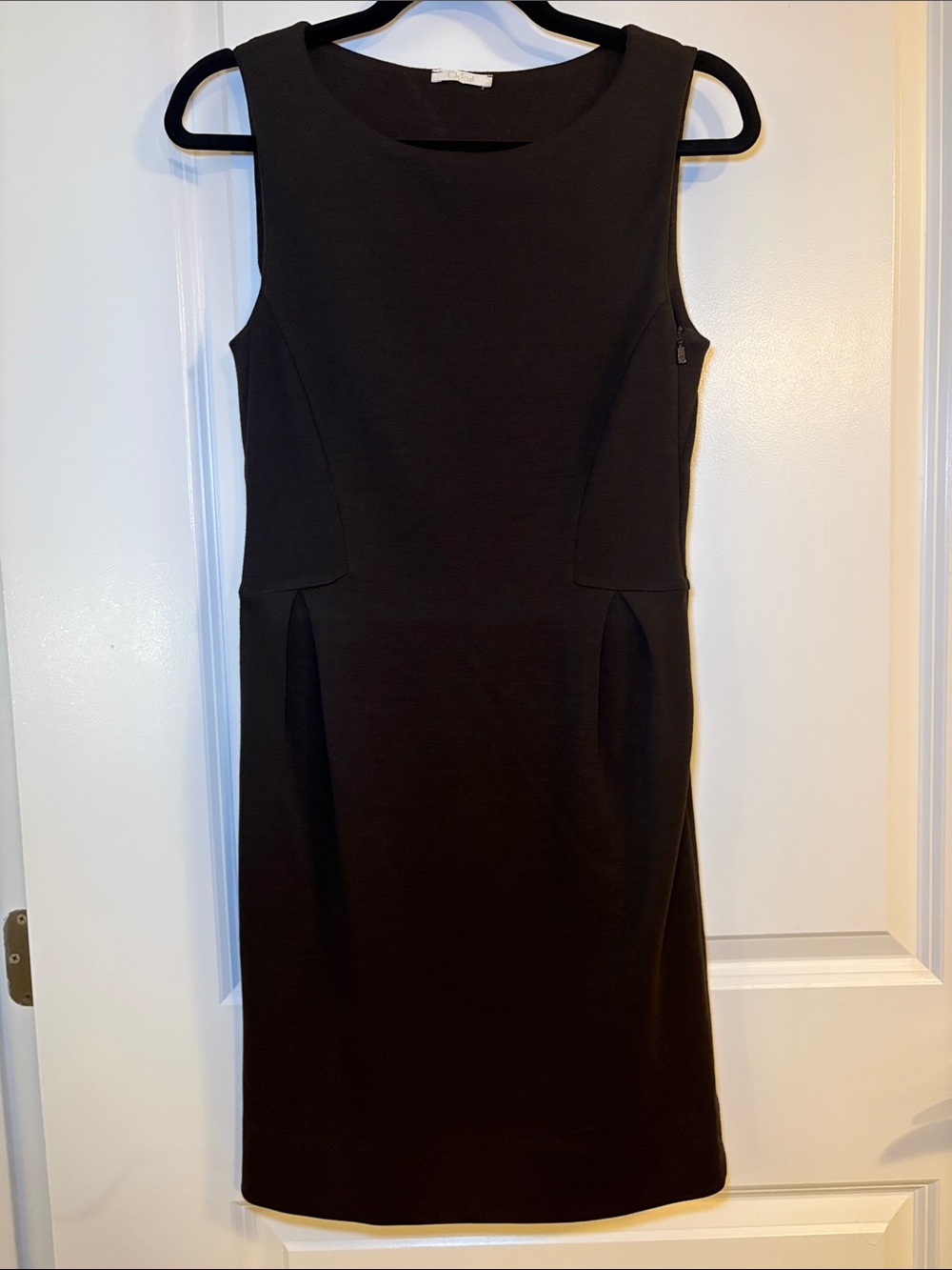 Chloe Dark Green Sleeveless Tailored Sheath Dress